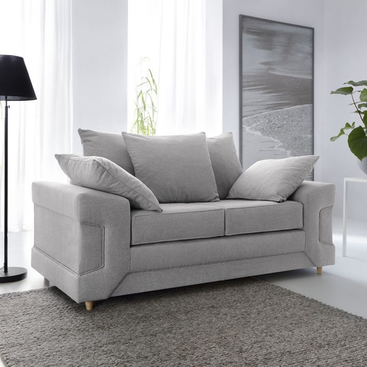 Prime Fabric 2 Seater Sofa - Light Grey