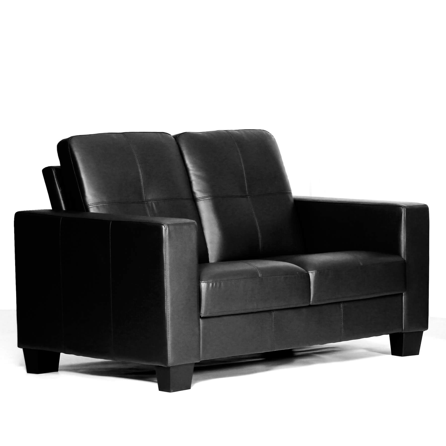 Wadrqua Luxurious Comfort 2-Seater Bonded Leather and PVC Sofa in Black