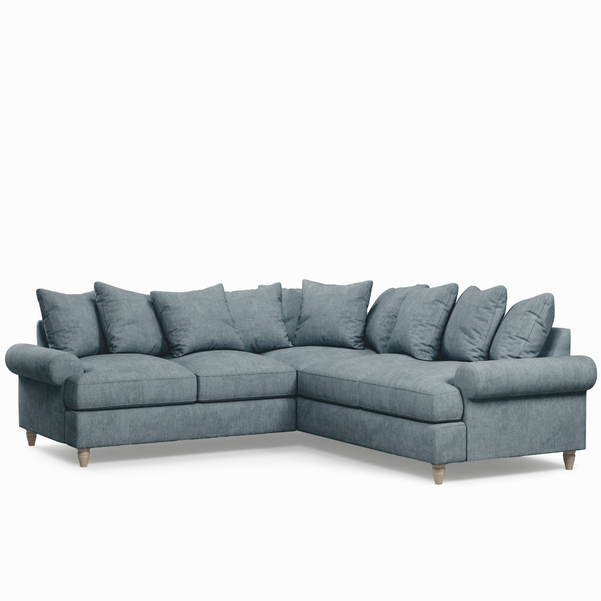 Corner Sofa - LUXE Fabric 4 Seater Right Hand Facing - Blue