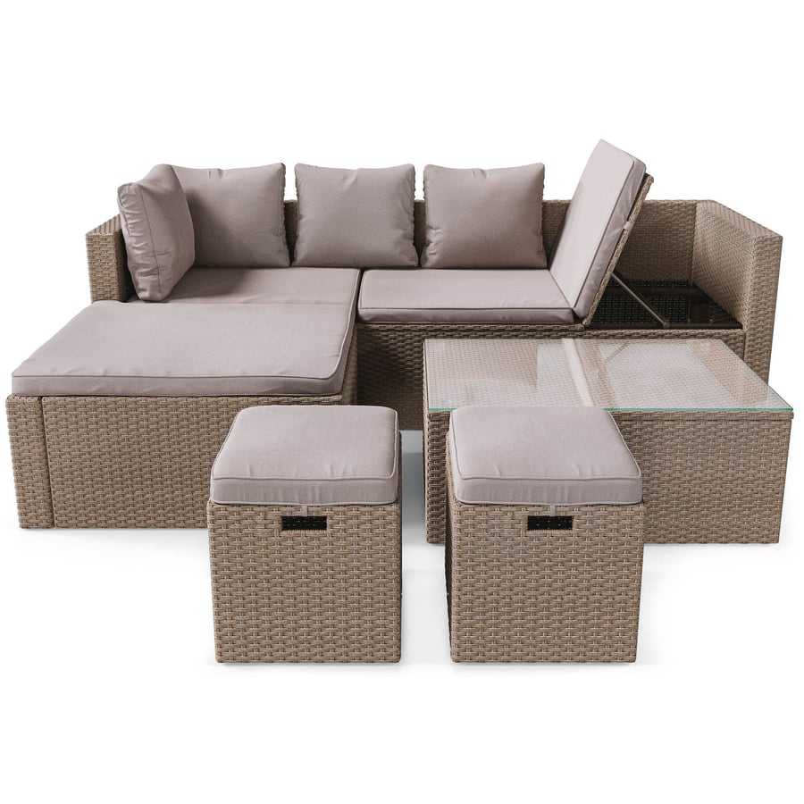UPHAM Garden Corner Sofa Set - Beige with Light Grey