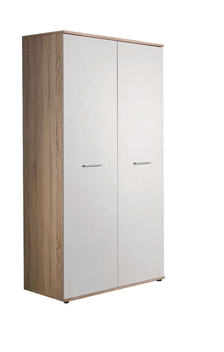 DOVE 2 Door Wardrobe White Matt and Light Oak - 90cm