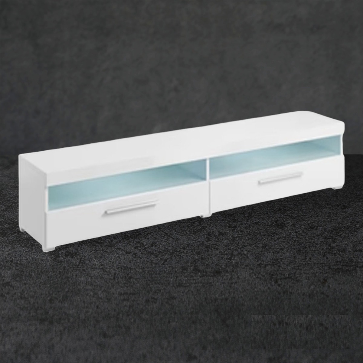 Opulent Orbit TV Cabinet with 2 Drawers in White - 200cm
