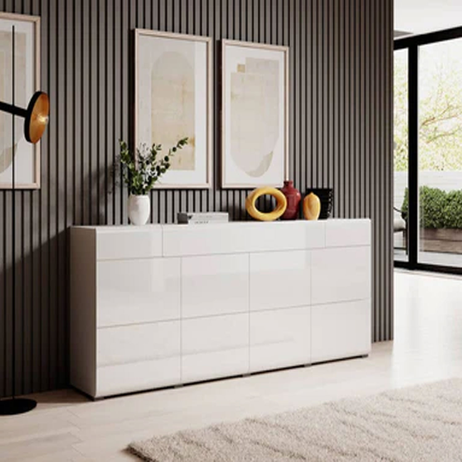 Echo Eden Sideboard with 4 Doors and 1 Drawer - White