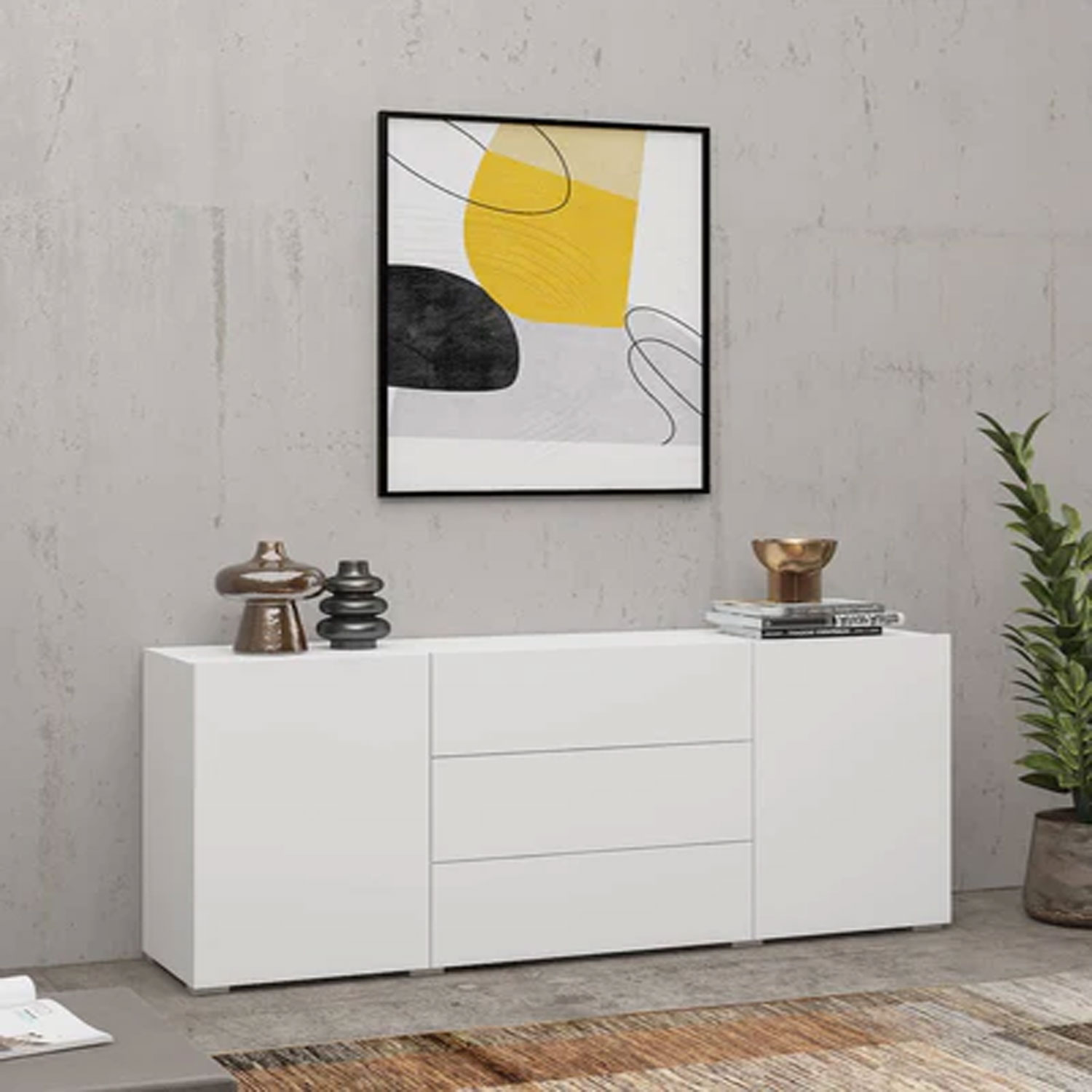 Echo Eden Sideboard with 3 Drawers and 2 Doors - White