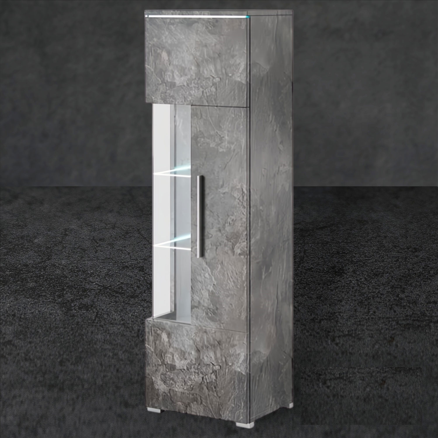Nomadic Nouveau Tall Display Cabinet with 4 Shelf - Schiefer