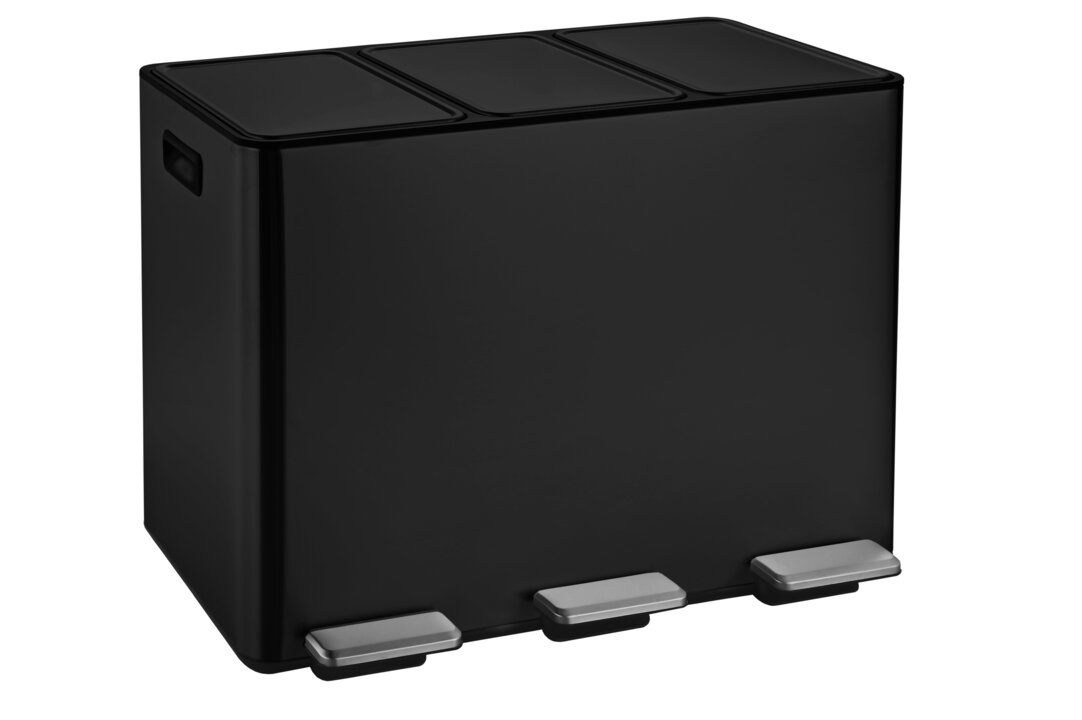 ALTHORIN 3 Compartment Recycle Rubbish Bin 45L - Black