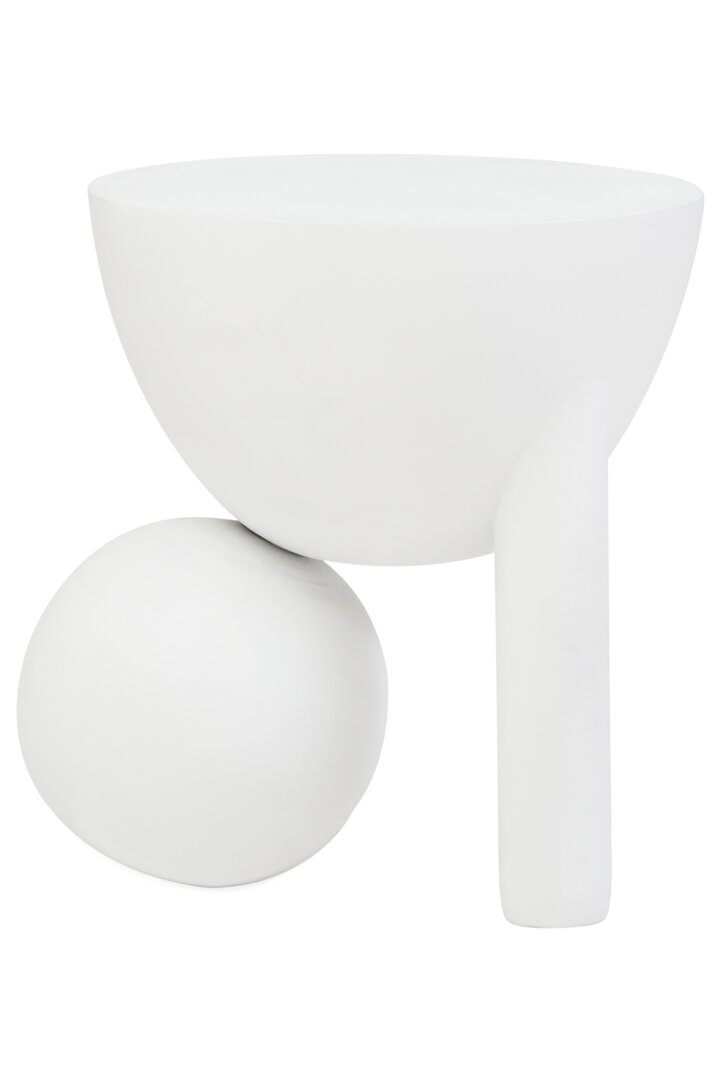 PENWYTHA Round Ball Wooden Side Table - White