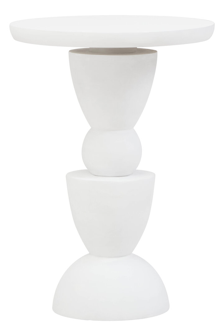 PENWYTHA Circle Column Detail Round Wooden Side Table - White