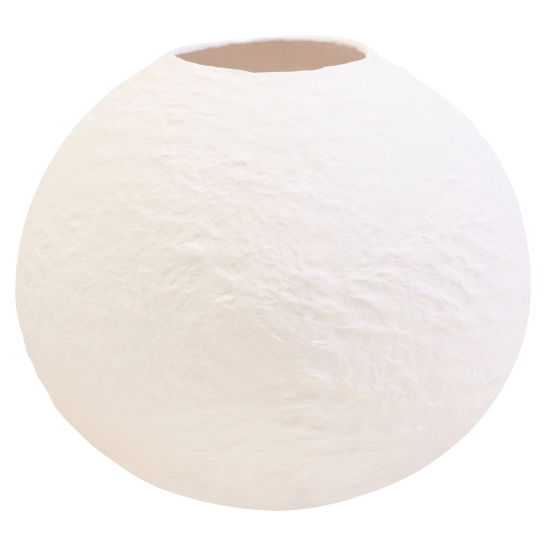 GRENTHRA Round Small Cotton Mache Vase - White