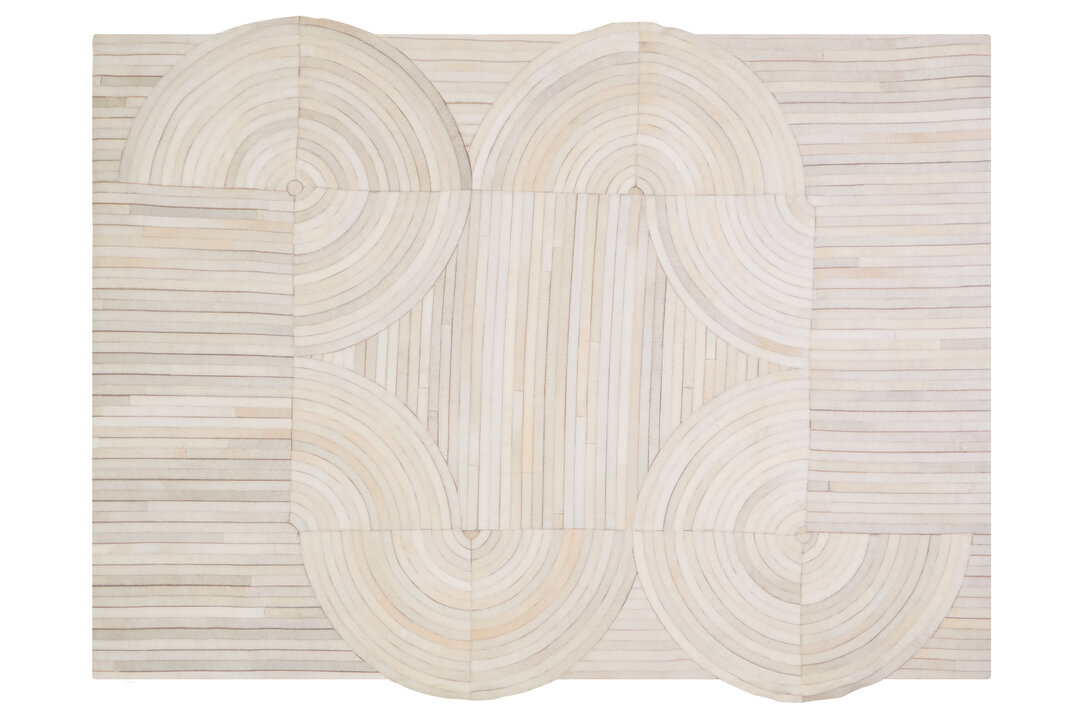 ALDWRETH Large Natural Hair On Leather Rug - Cream