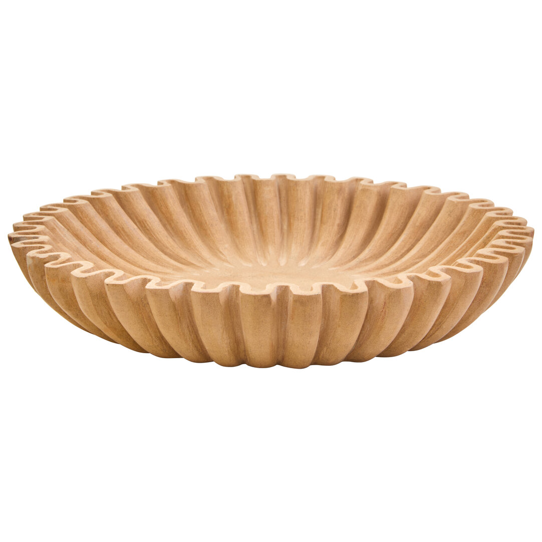 FENWRETH Large Fluted Marble Decorative Bowl - Yellow