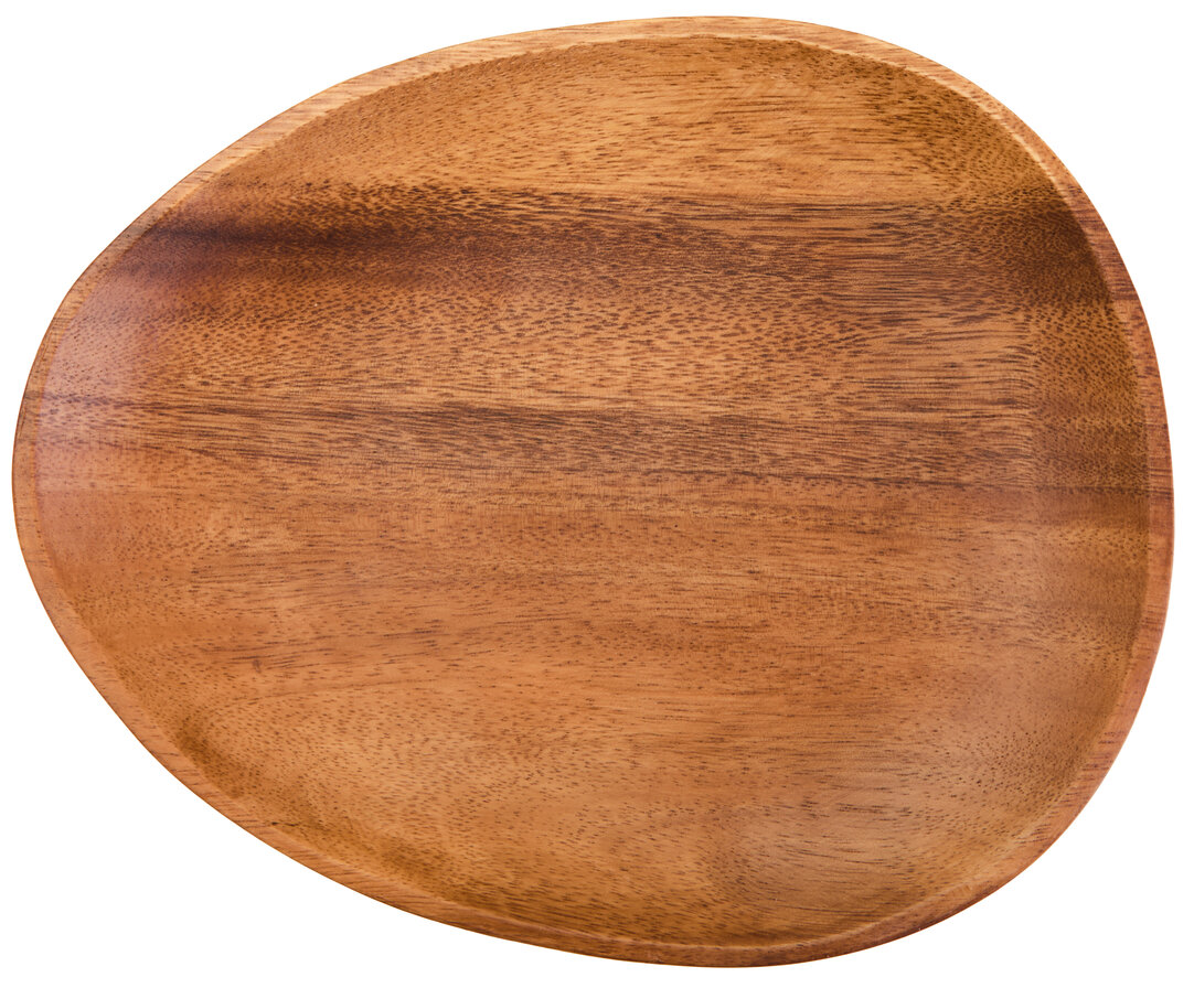 BRAVELYN Oval Large Plate Wooden Serving Tray - Brown
