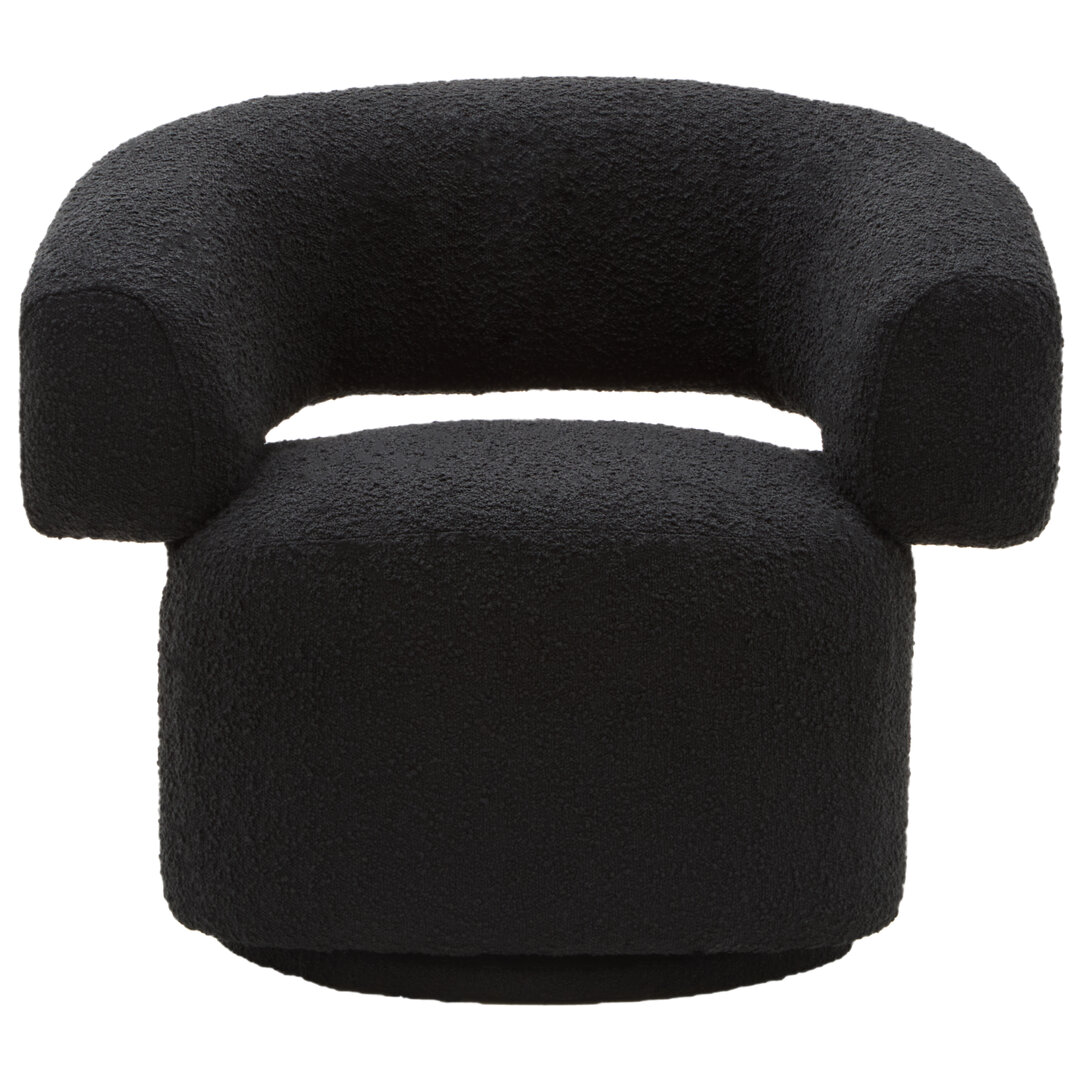 ORLAVOR Boucle Fabric Curved Revolving Armchair - Black