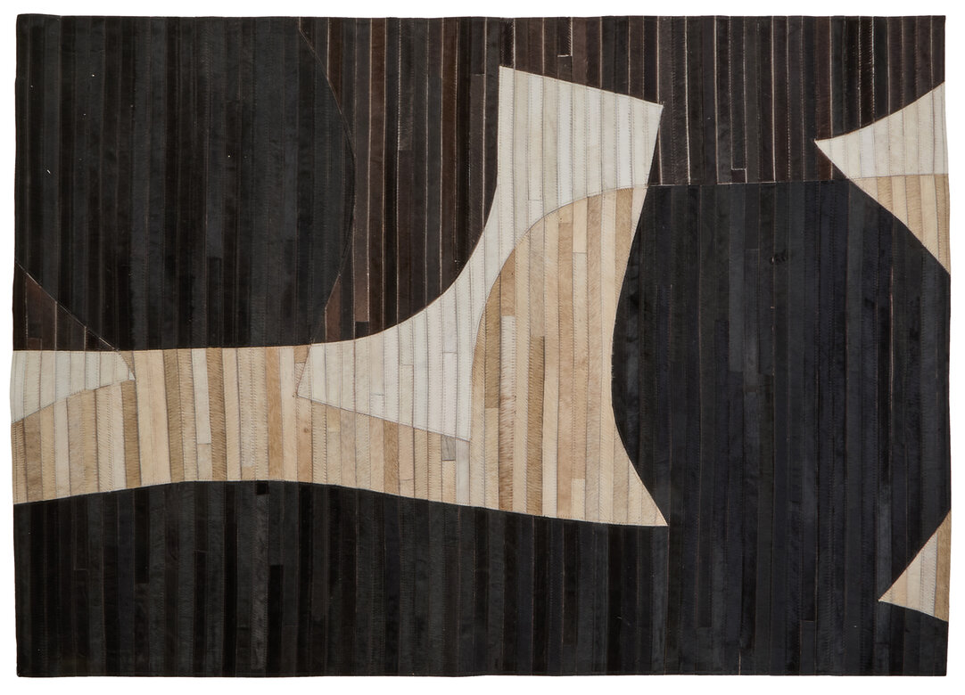 ALDWRETH Small Natural Hair On Leather Rug - Multi Colour