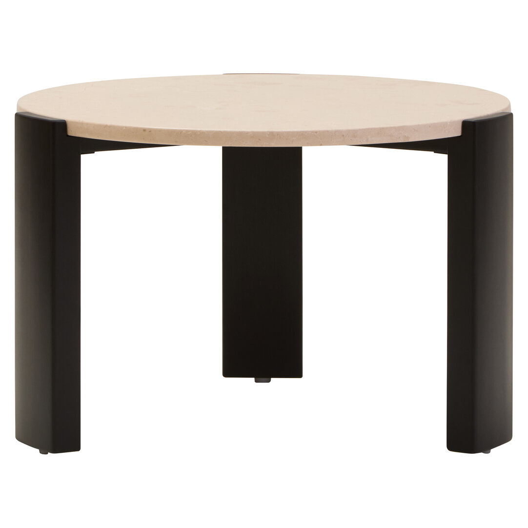 ZERVORA Round Marble Top Coffee Table - Cream and Black