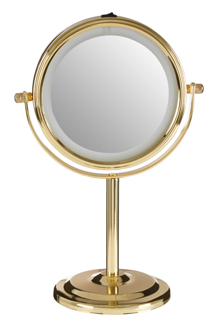 ARVORIA LED Small Table Face Mirror - Gold