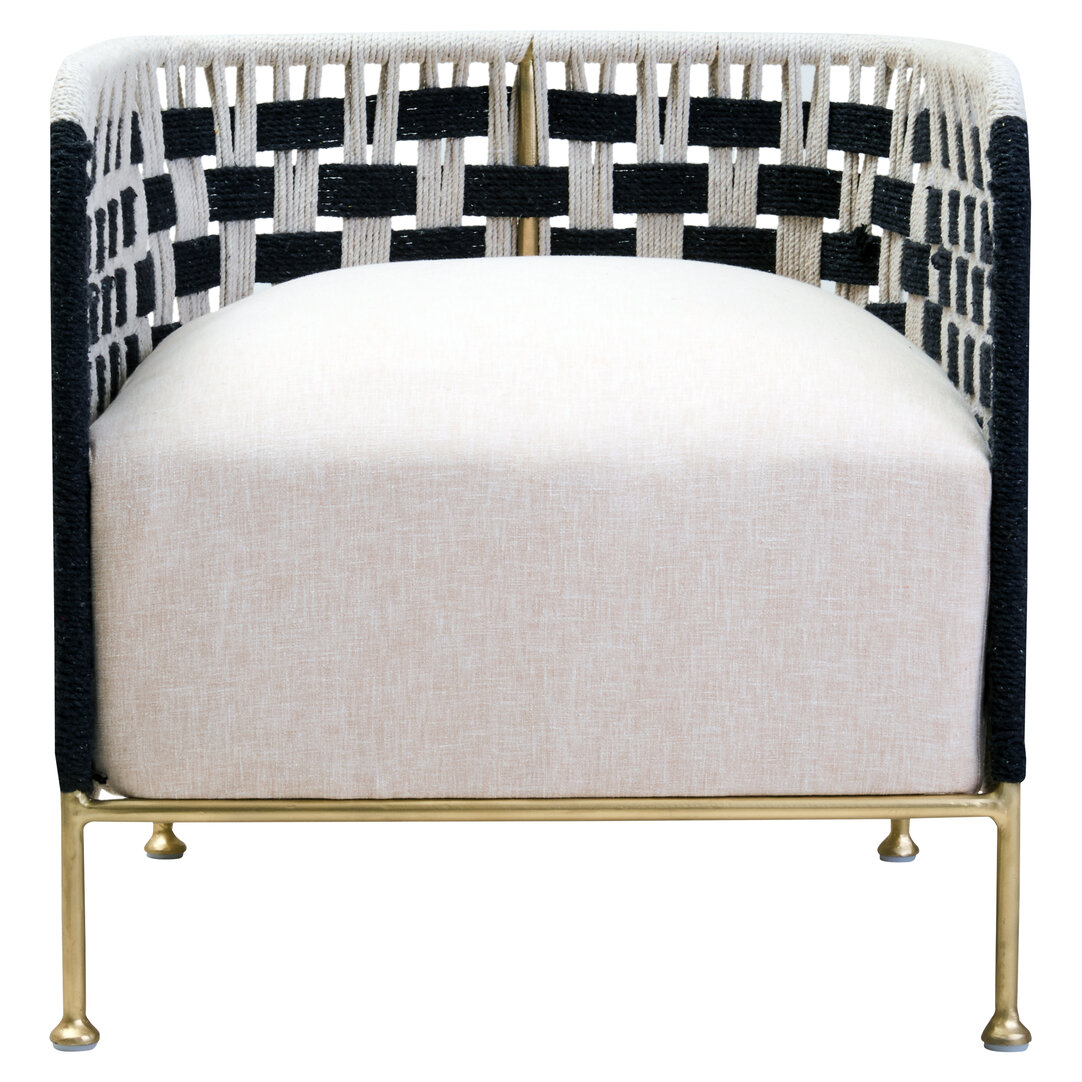 QUELVYNN Fabric Jute Armchair - Gold