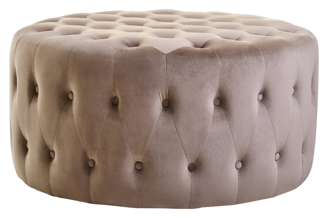 LYNTHRAE Velvet Round Button Tufted Footstool - Brown