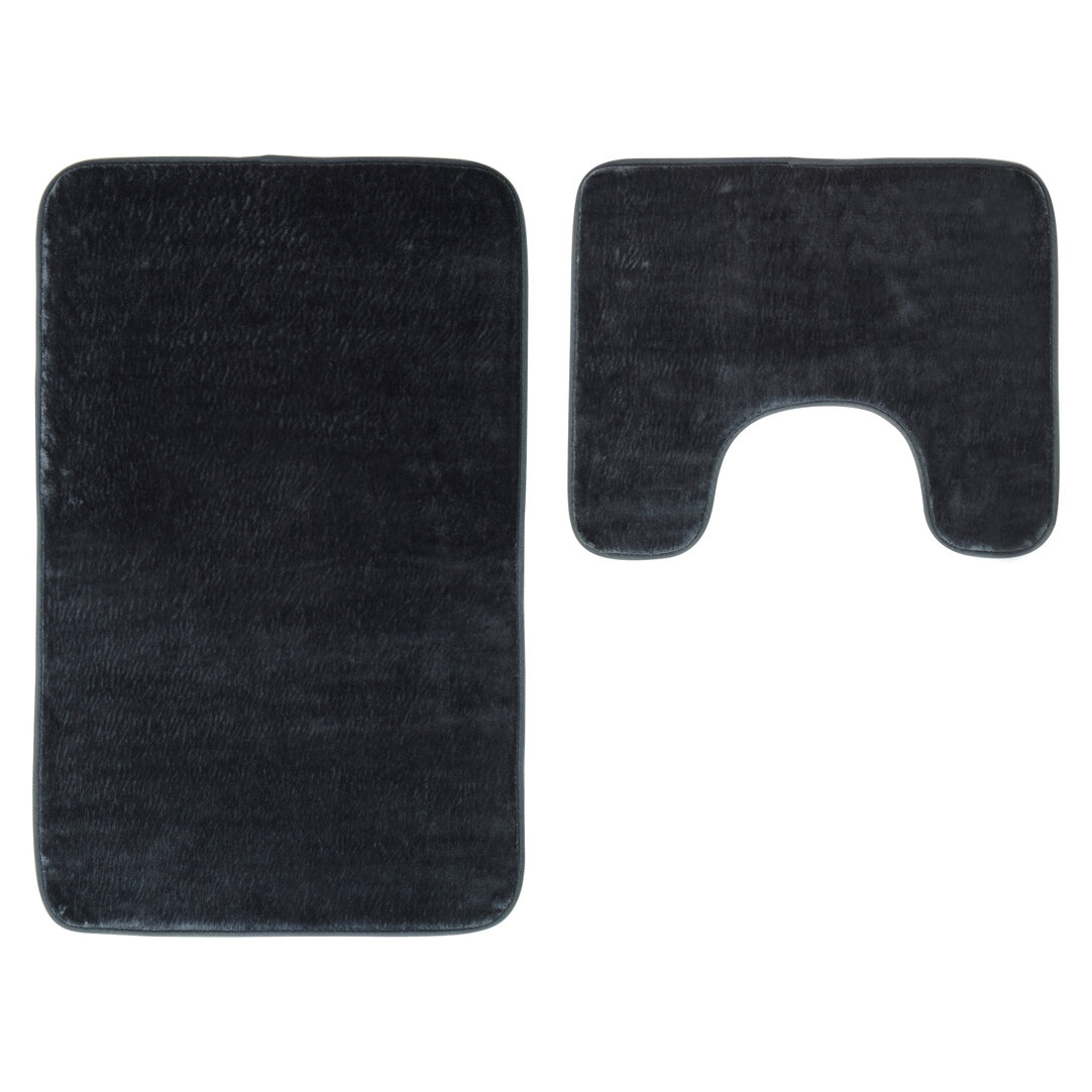 BRENTHALL Bath and Pedestal Mat Set - Grey