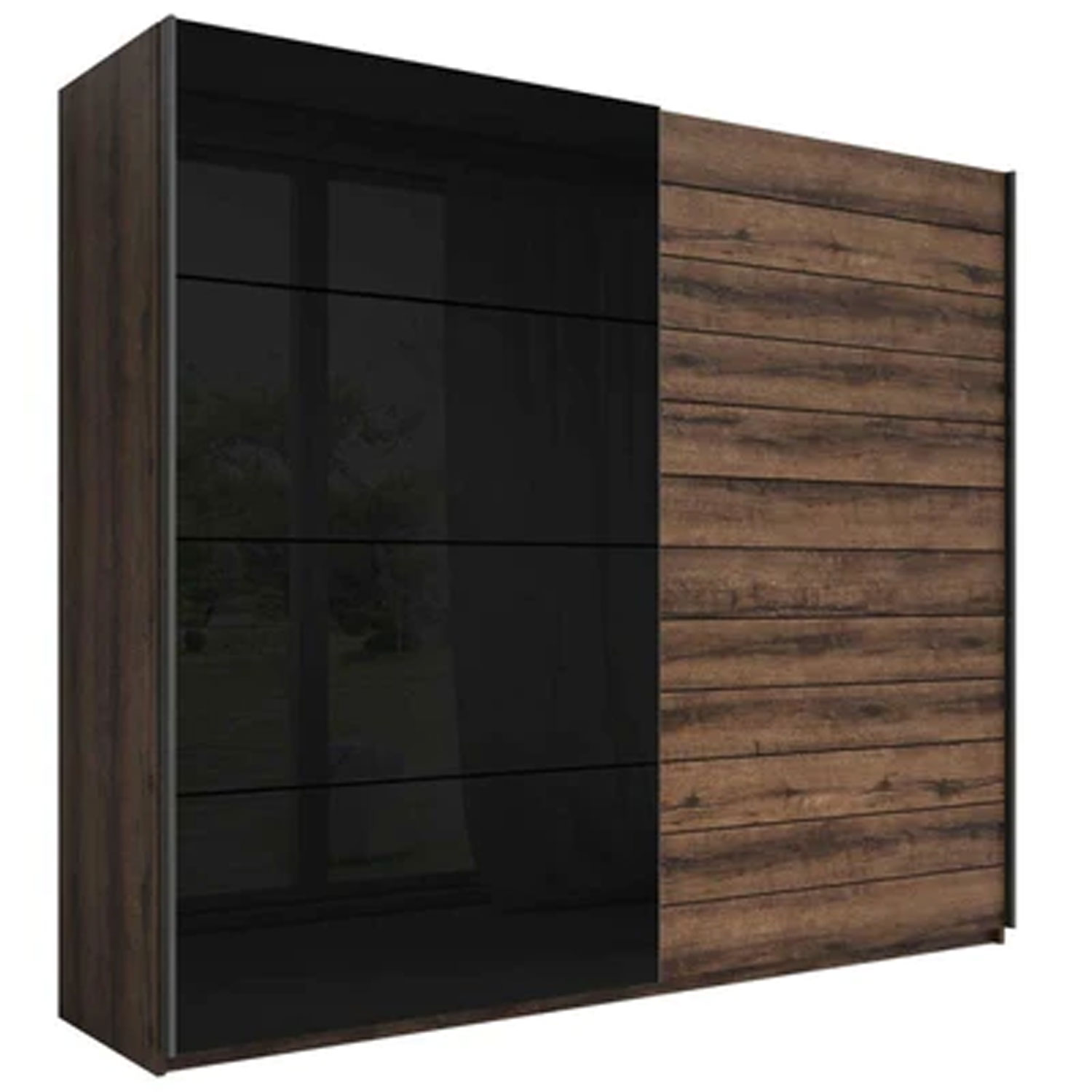 GUCCI 2 Door Sliding Wardrobe Black and Oak - 220cm