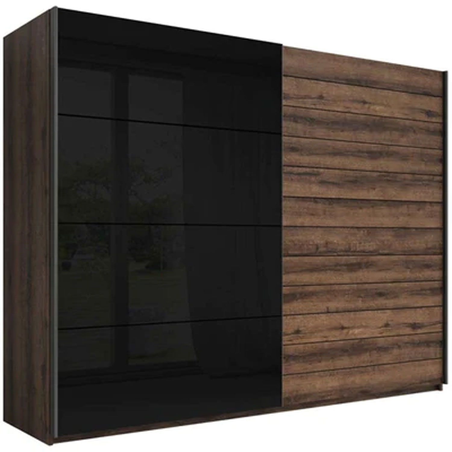 GUCCI 2 Door Sliding Wardrobe Black and Oak - 270cm