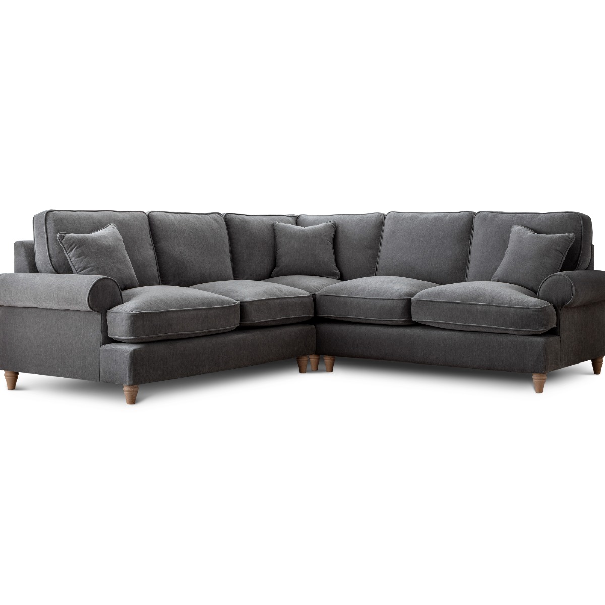 Corner Sofa - RAYONG Fabric 5 Seater Right Hand Facing - Charcoal