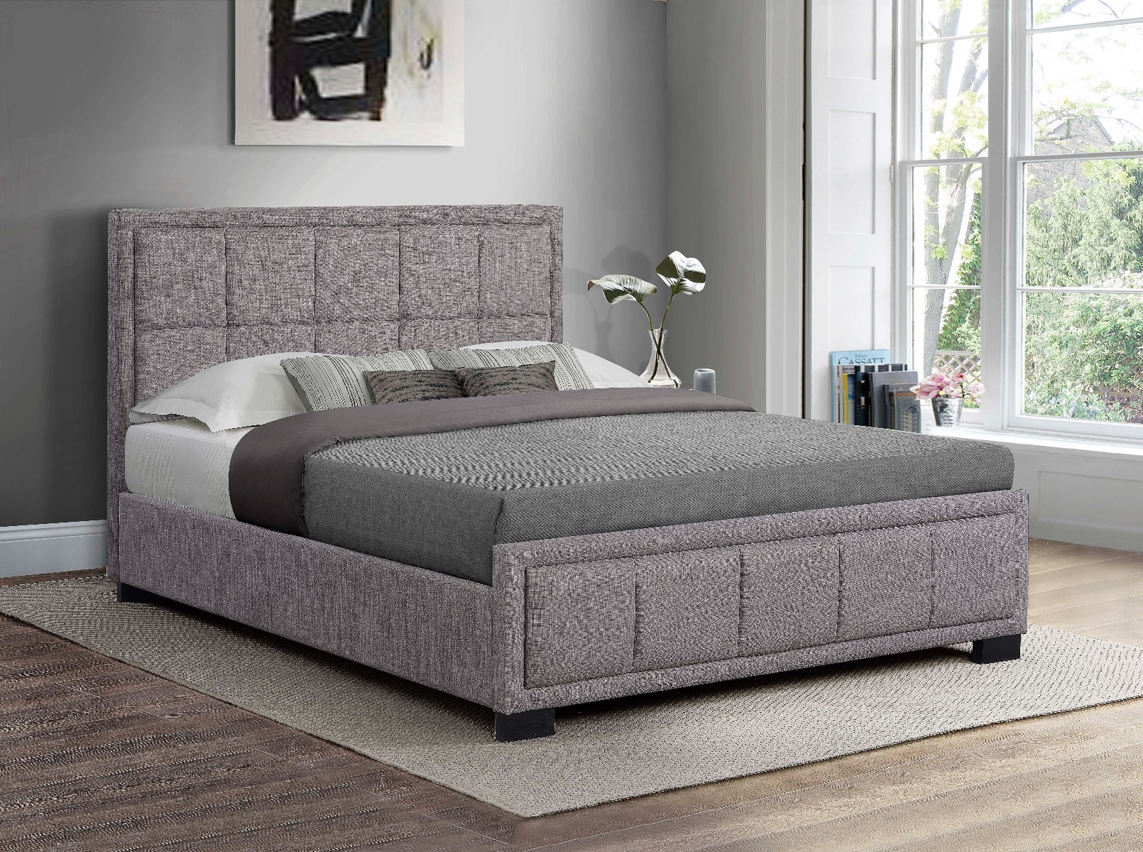 Birlea Hannover Grey Fabric Bed Frame - Kingsize 5ft