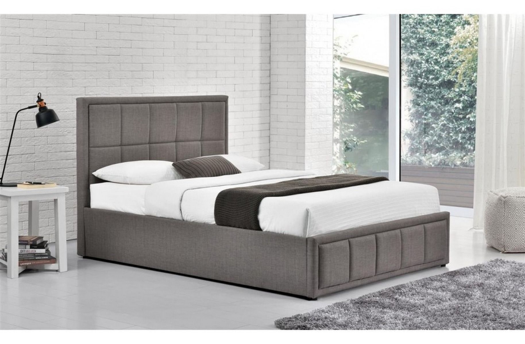 Birlea Hannover Grey Fabric Ottoman Storage Bed - Kingsize 5ft