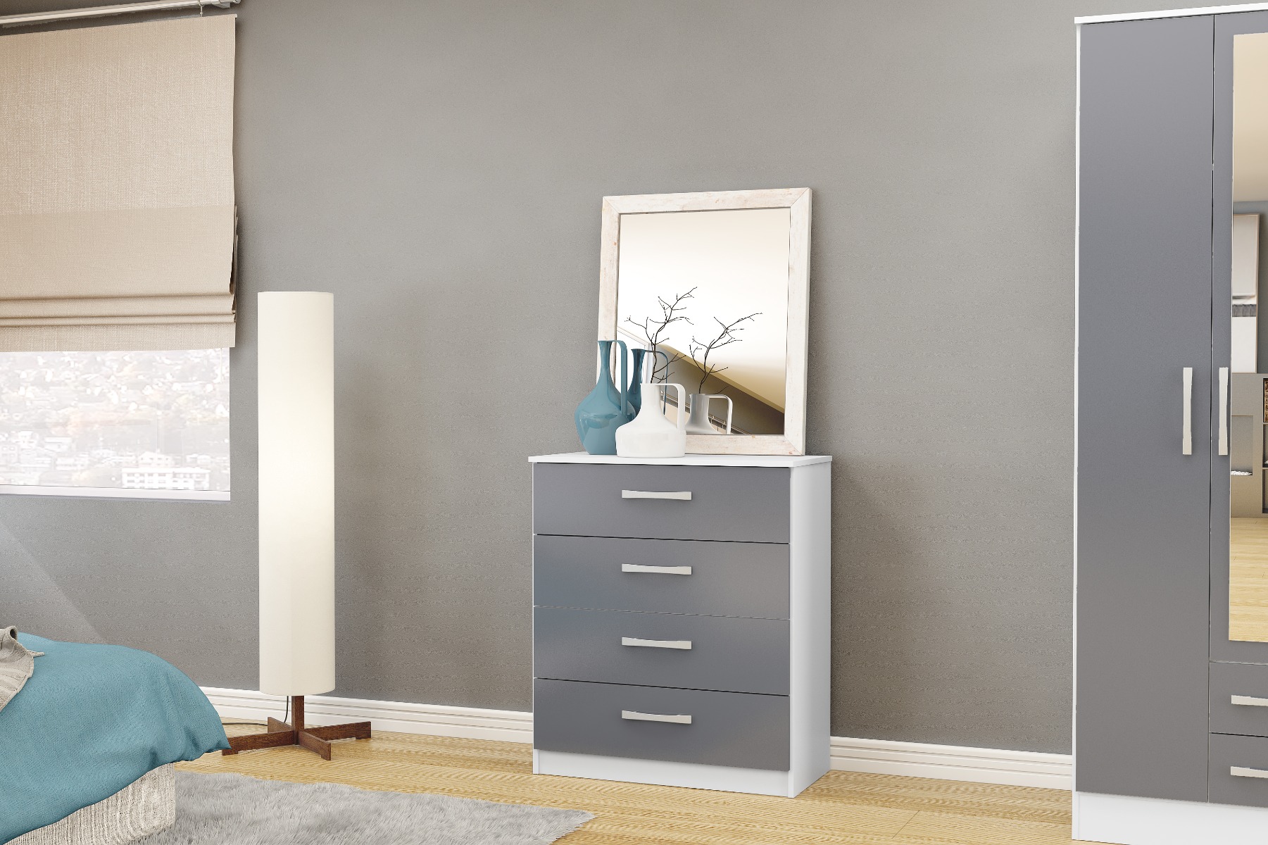 LYTHAM II White Chest of Drawers - Medium-sized, 4 Drawers