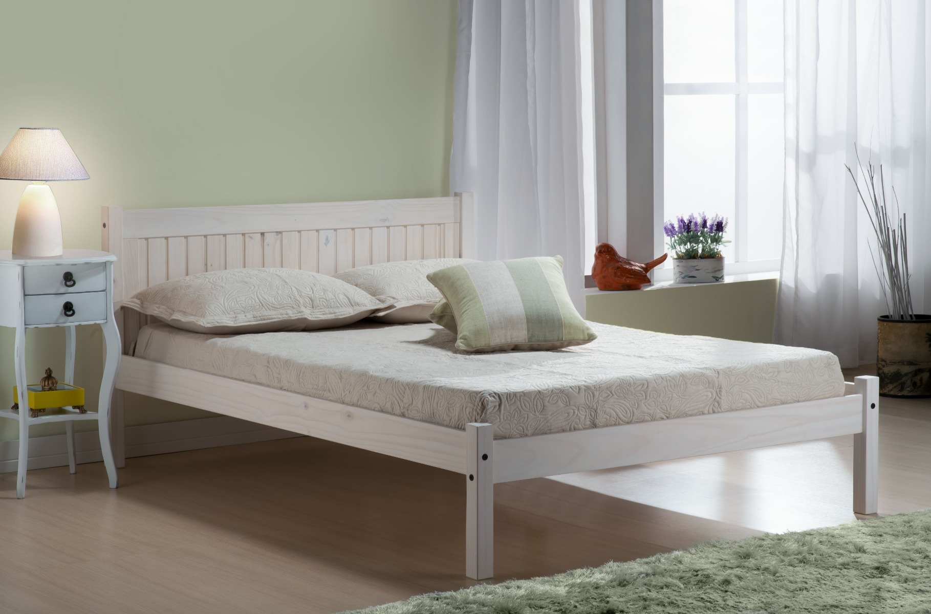 Birlea Rio White Washed Bed Frame - Small Double 4ft