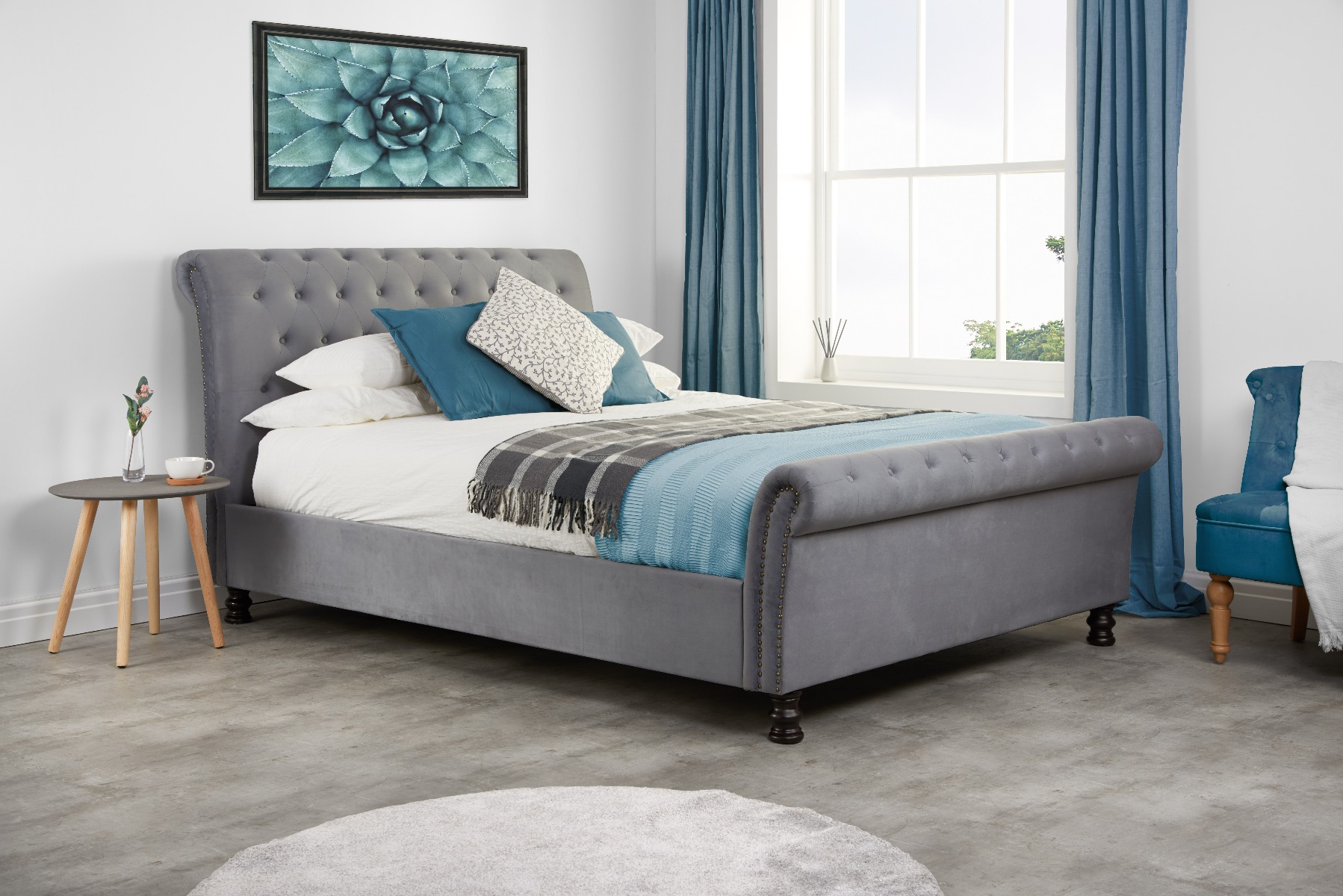 Birlea Opulence Grey Velvet Bed - Kingsize 5ft