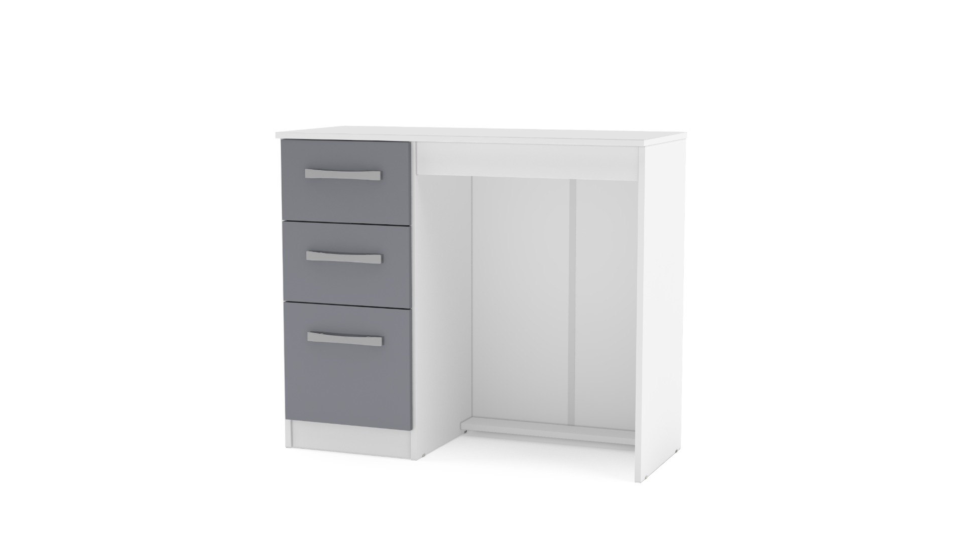 Dressing Table - LYNX 3 Drawer Dresser White and Grey 93cm