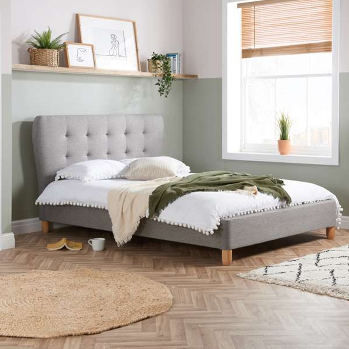 Birlea Stockholm Grey Fabric Bed Frame - Double 4ft6