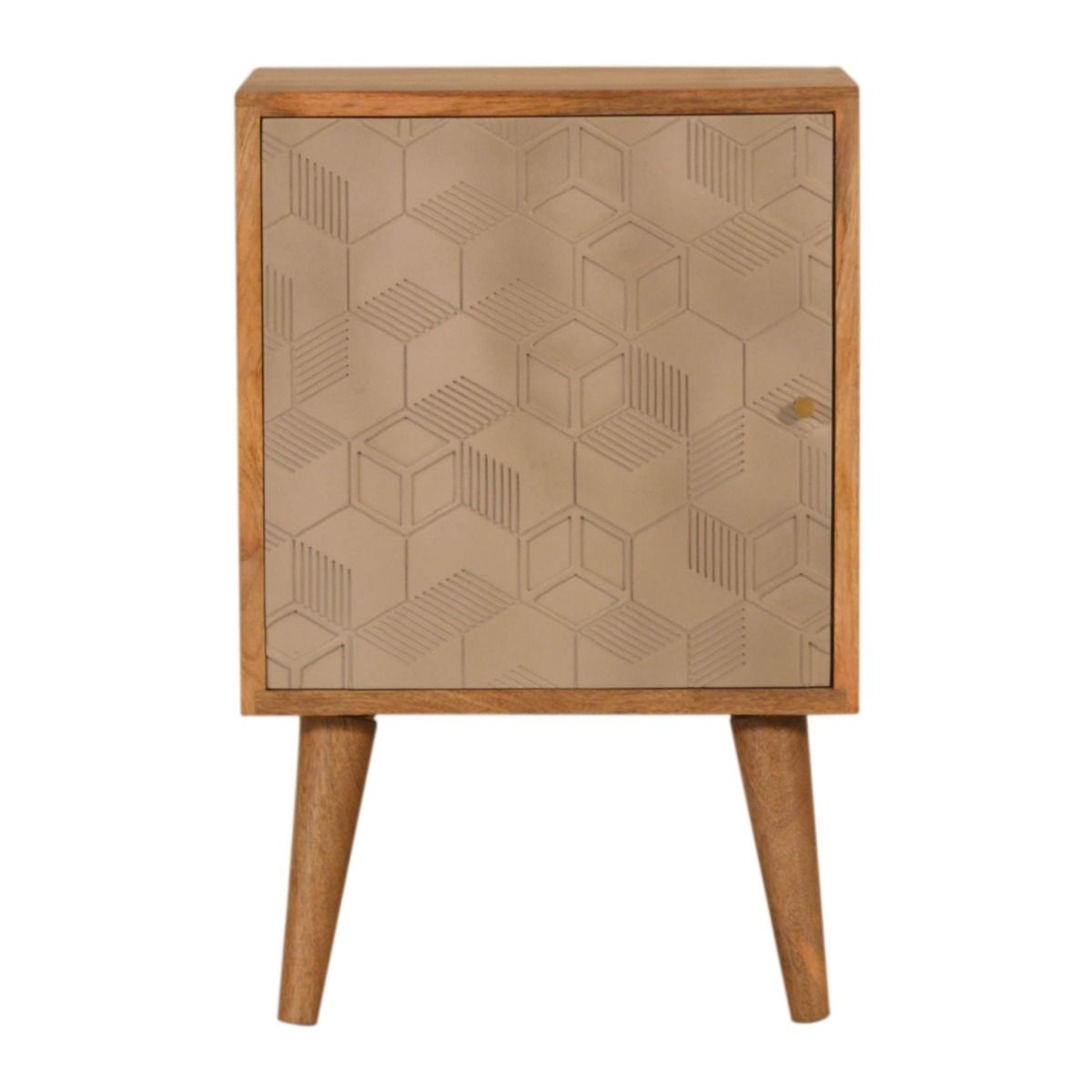 Bedside Table - TIVERTON 2 Drawer Nightstand Oak and Vintage Grey 40cm