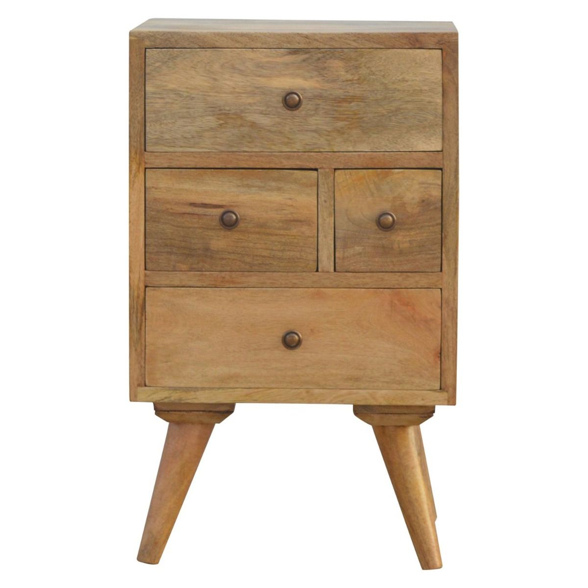 Bedside Table - NORDIC 4 Drawer Nightstand Natural Oak 37cm