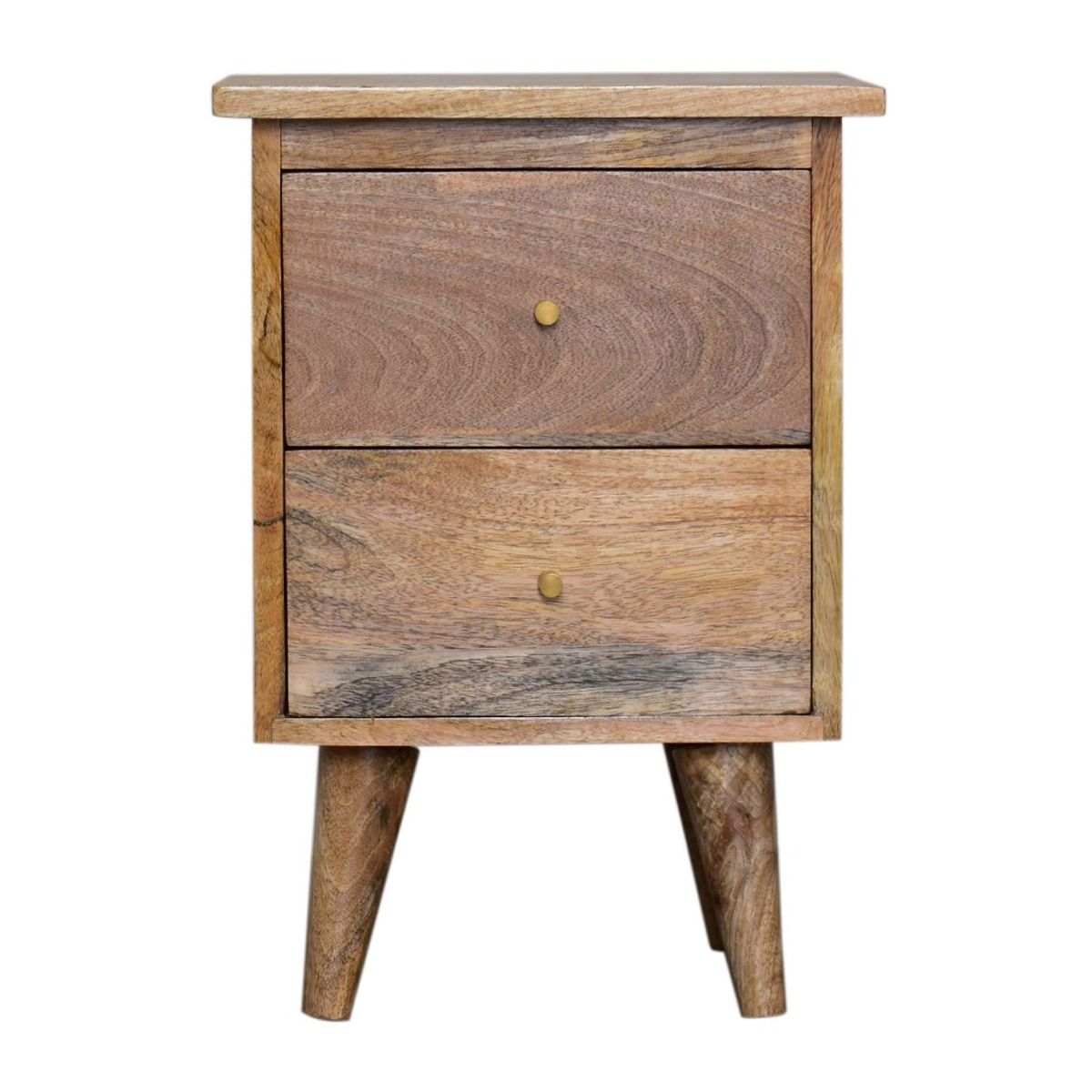 Bedside Table - MILTON 2 Drawer Nightstand Oak 35cm