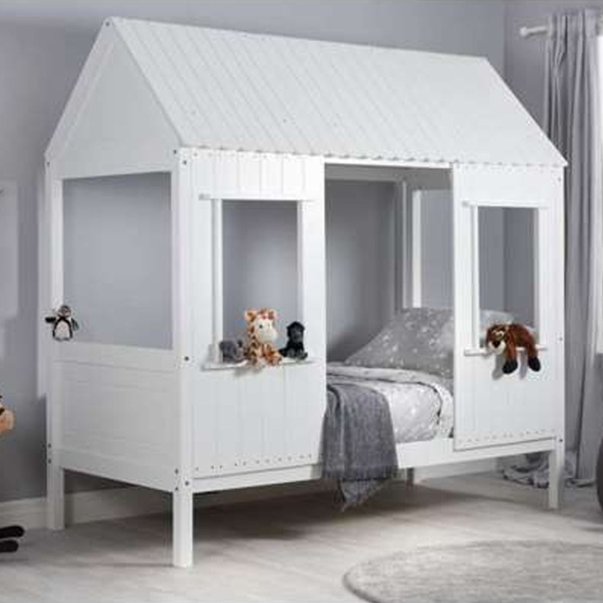 Solid Slatted Base Kids Treehouse Single Bed - White