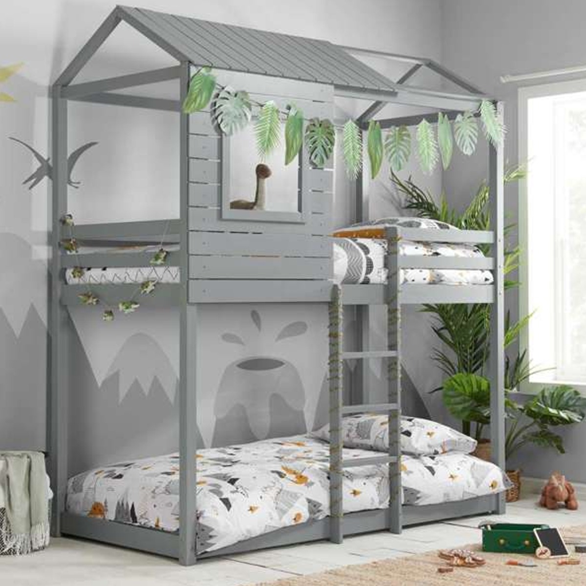 Country Style Wooden Adventure Kids Bunk Bed - Grey