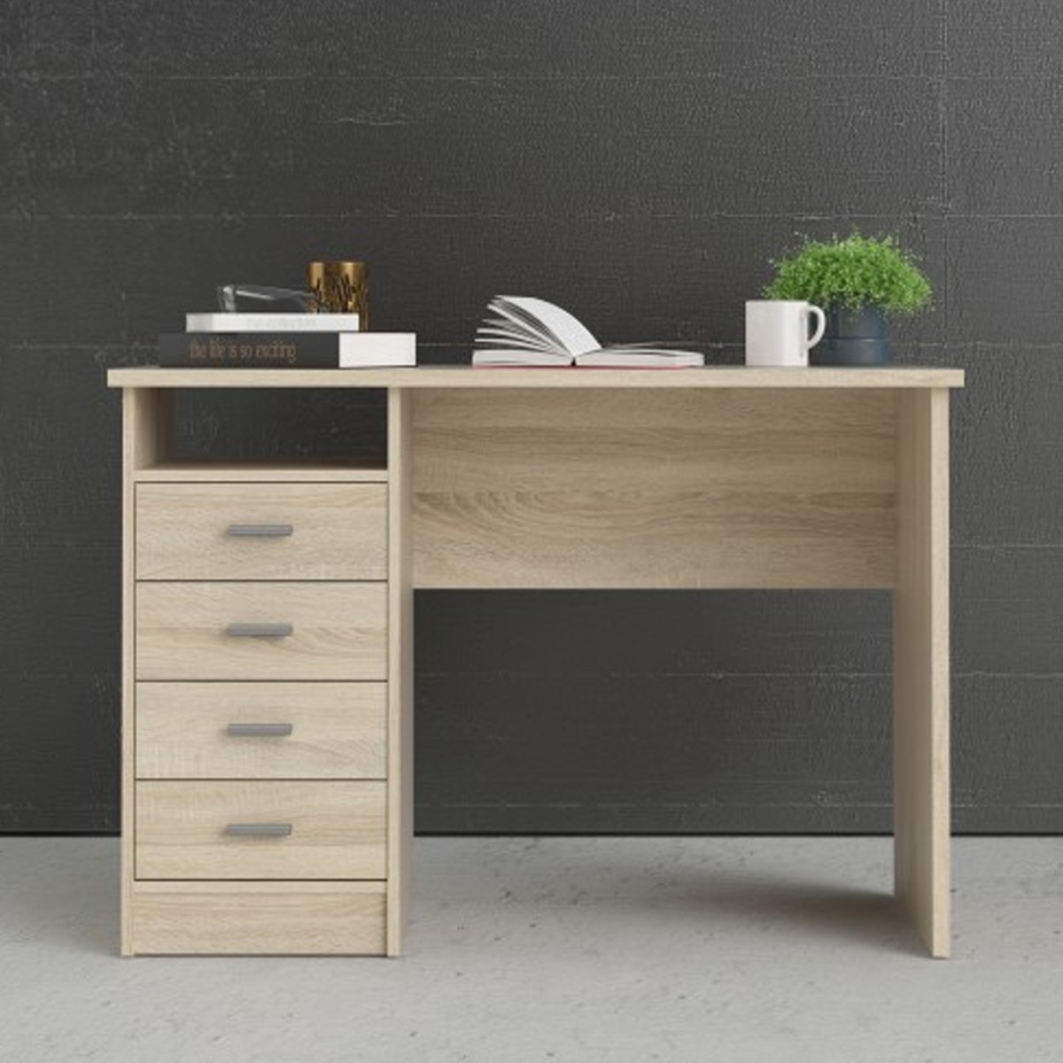 Milton 4 Drawers Computer Desk - Oak