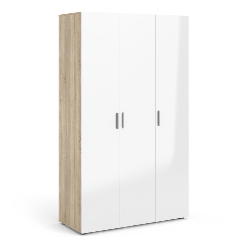 PEMBROKE 3 Door Wardrobe Oak and White - 118.1cm
