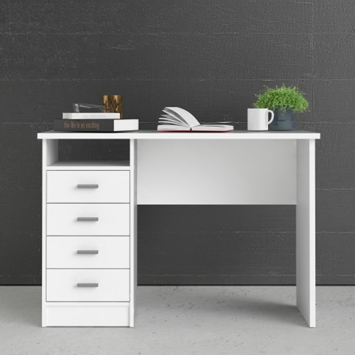 Milton 4 Drawers Computer Desk - White