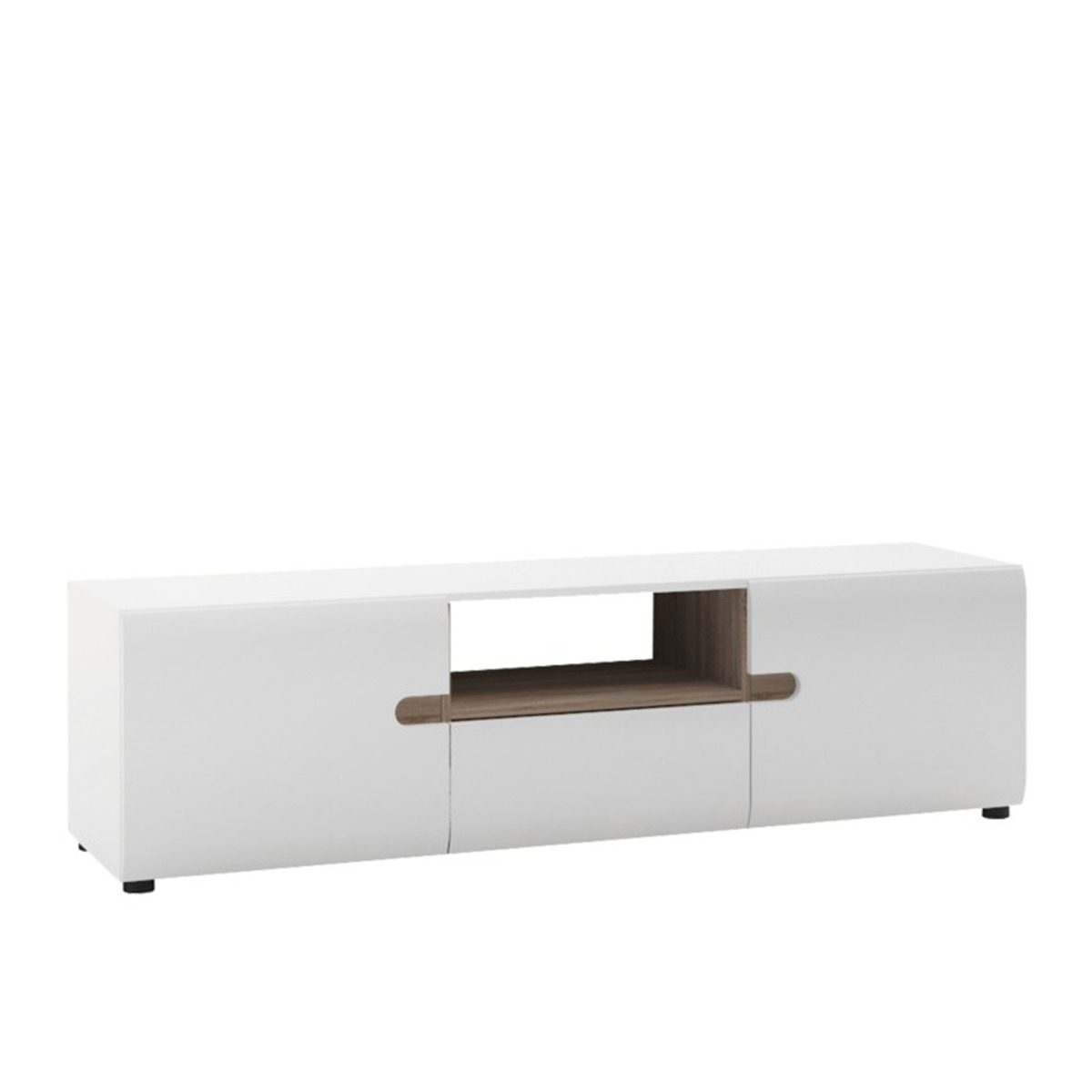 Estonia Elegant Design Wide TV Unit with Open Shelf - White with Oak Trim