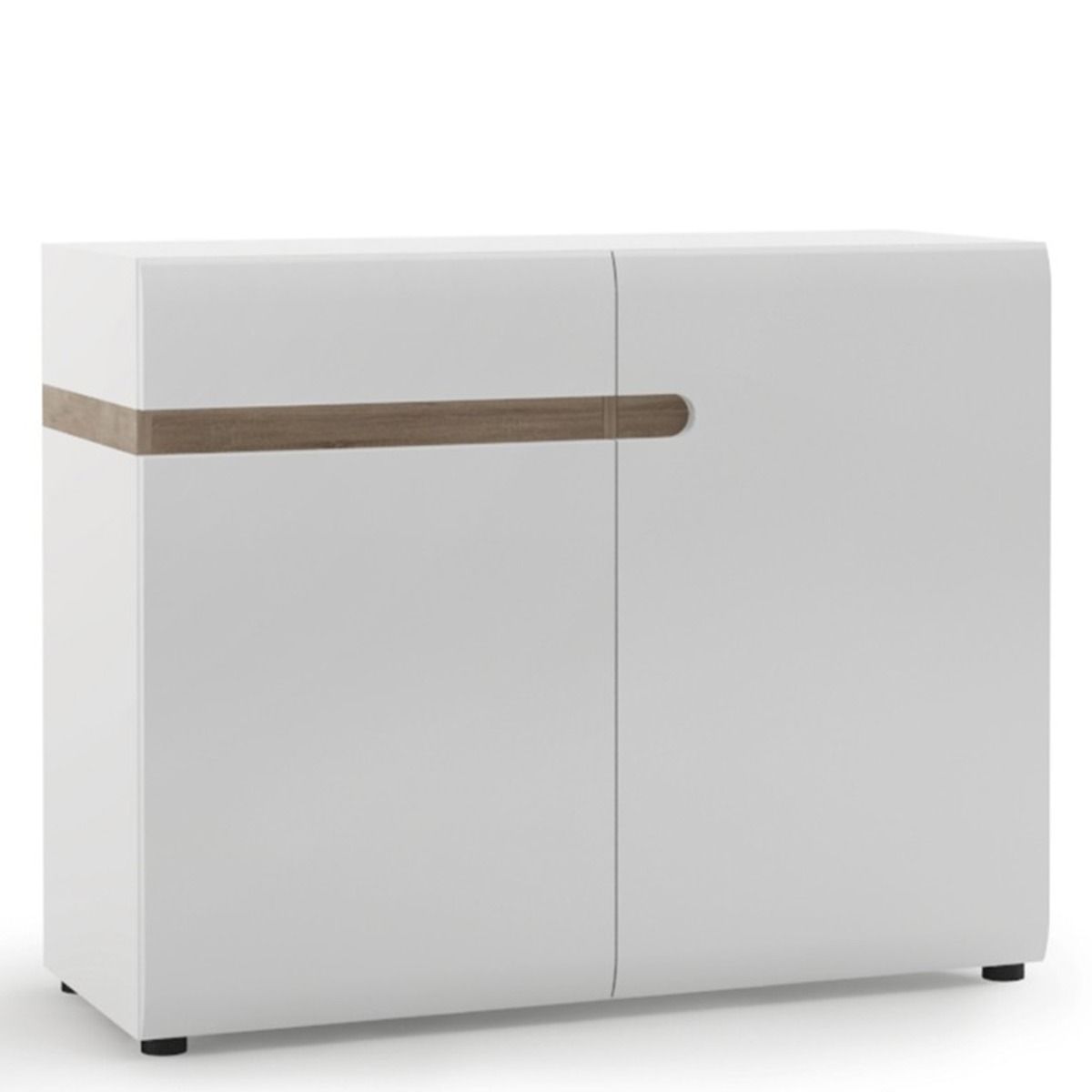 Estonia Elegant Design 2 Door Sideboard with Drawer - White with Oak Trim