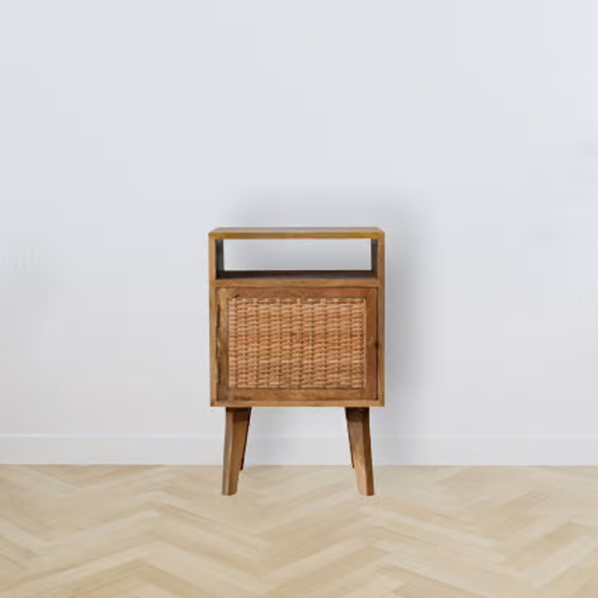 Bedside Table - NORDIC 1 Door Nightstand Oak 40cm