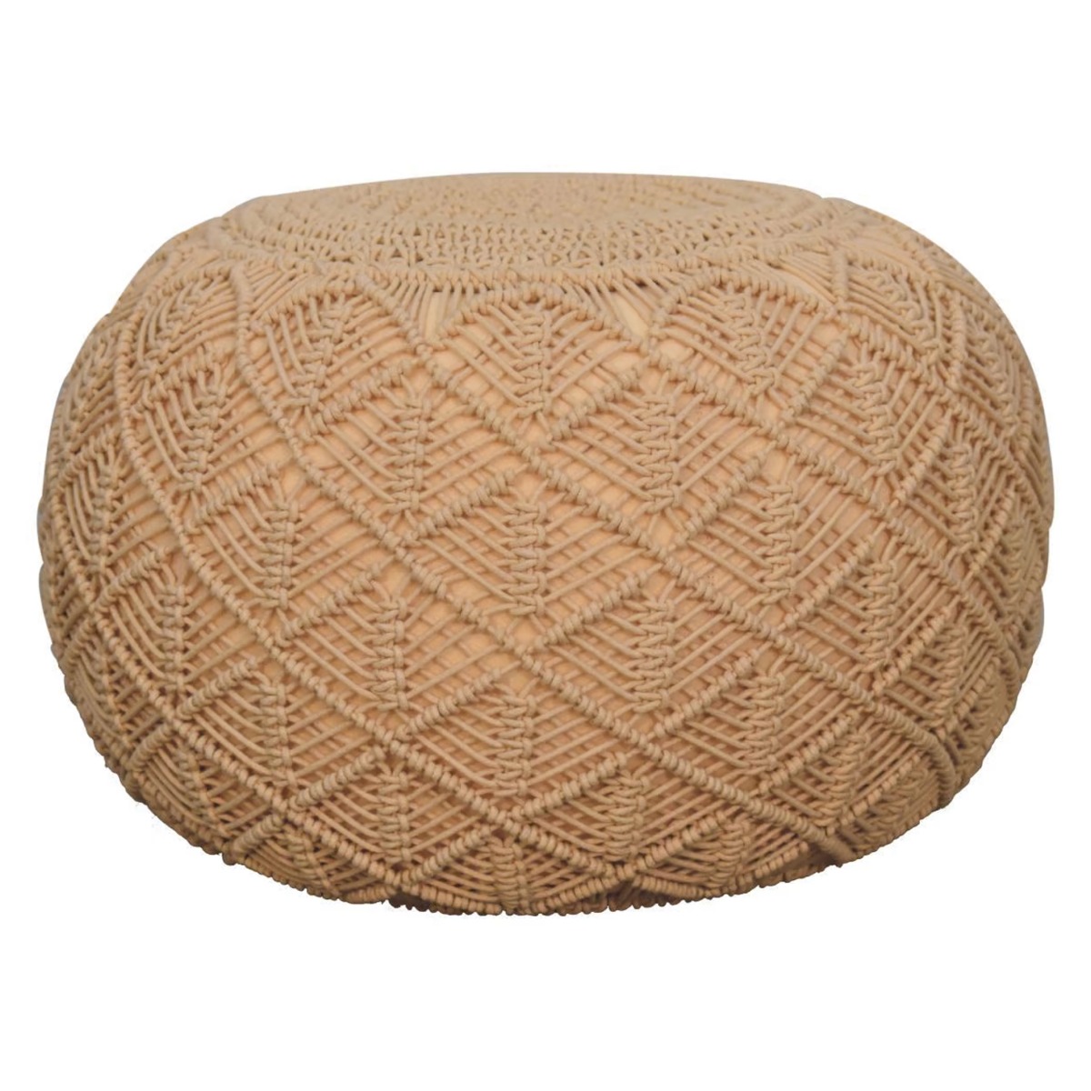 High Quality Knitted Ansley Cable Pouffe - Mustard