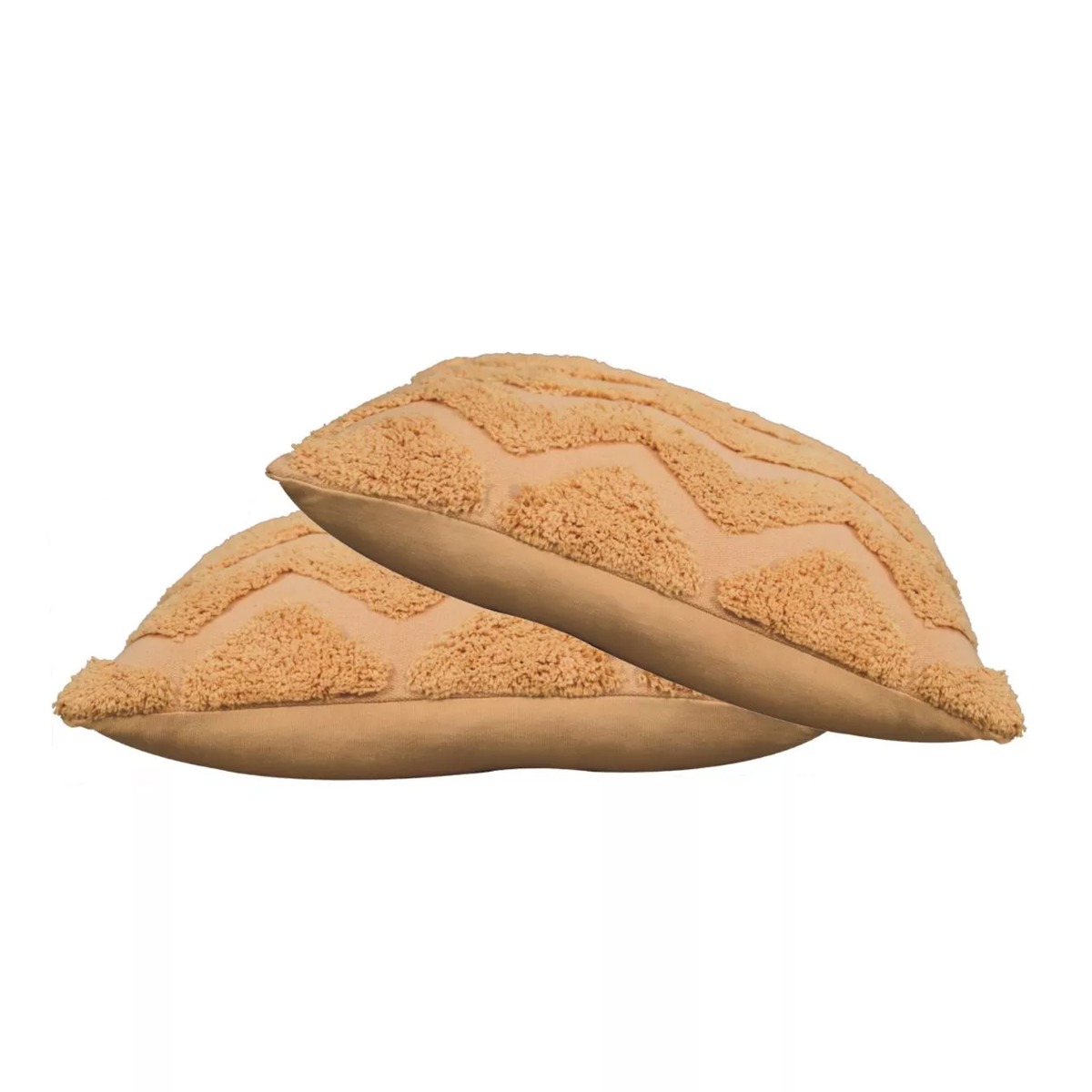 2 Pcs Zig Zag Design Rectangle Cushion - Mustard