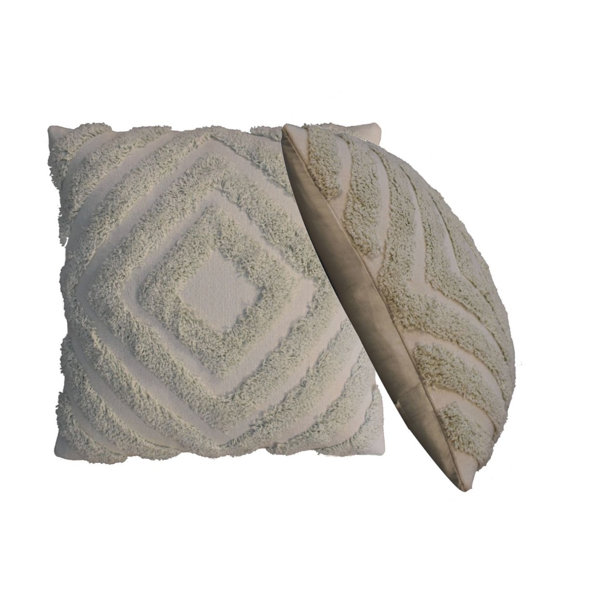 2 Pcs Diamond Design Rectangle Cushion - Sea Green