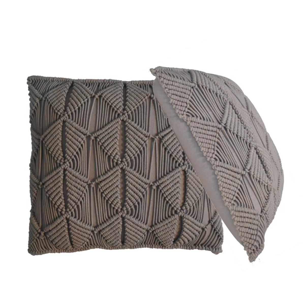 2Pc Woven Design Cotton Blended Cushion - Grey