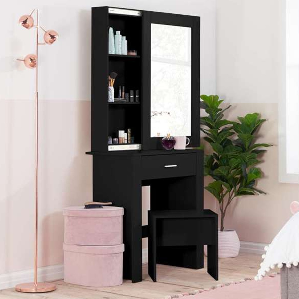 Dressing Table - EVELYN Dresser Black 73cm