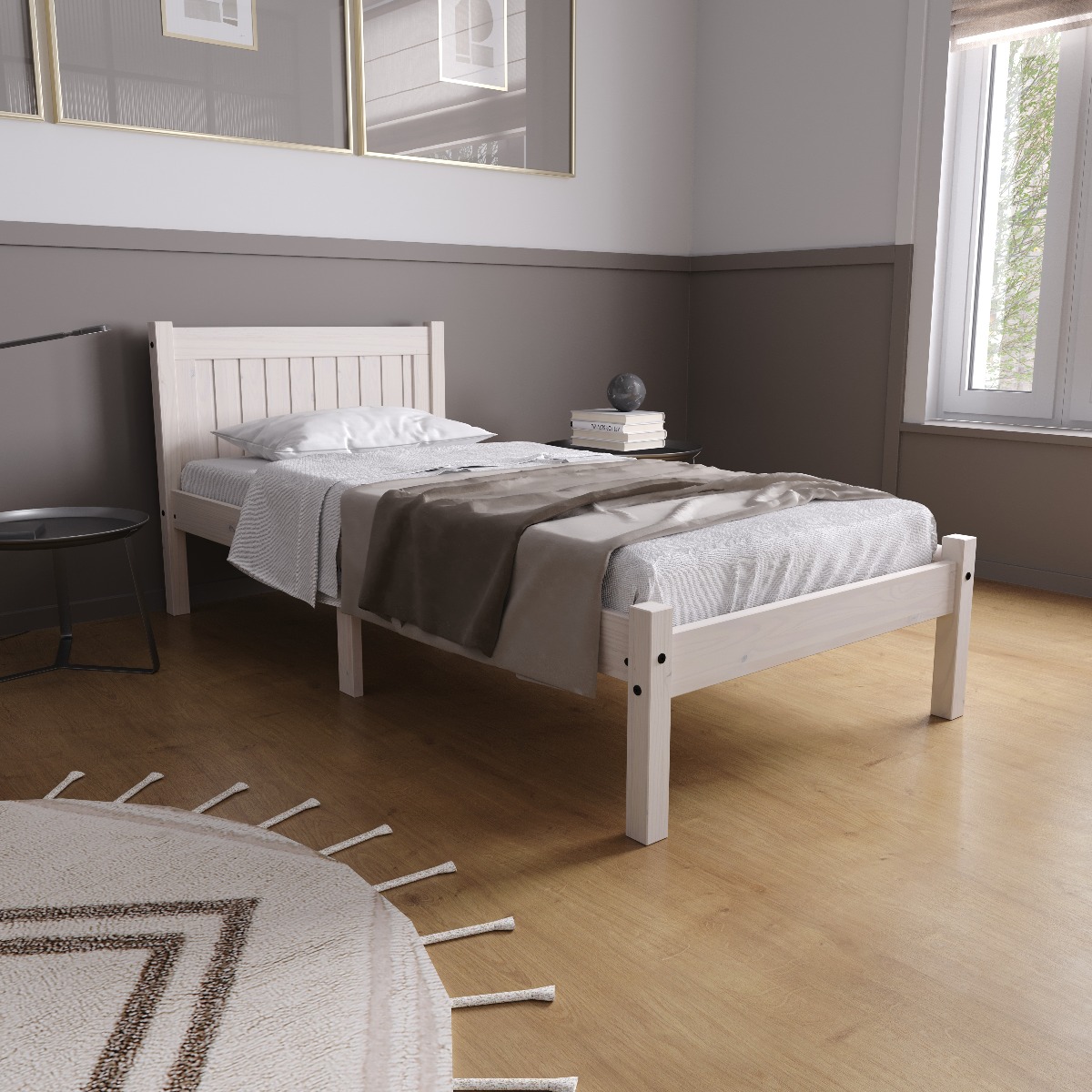 Birlea Rio White Washed Bed Frame - Single 3ft